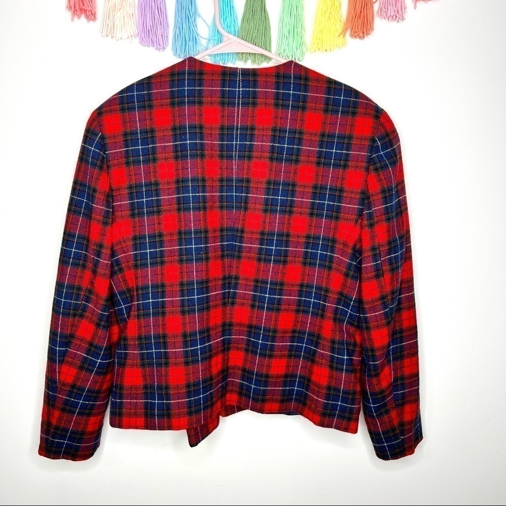 Vintage 80’s Pendleton Wool Plaid Suit Coat Tartan Hunting Blazer Jacket Size 8 - Picture 8 of 14